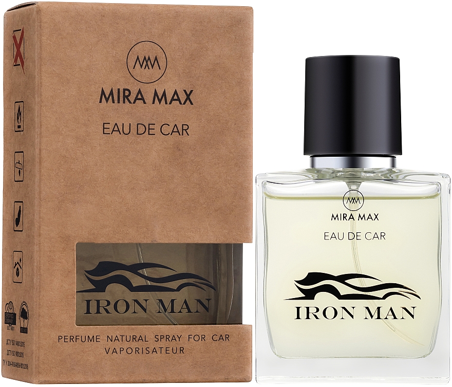 Ароматизатор для авто - Mira Max Eau De Car Iron Man Perfume Natural Spray For Car Vaporisateur — фото N1