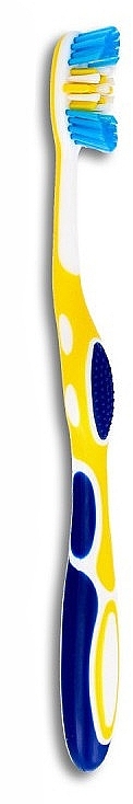 Зубна щітка, середньої жорсткості, жовта із синім - Wellbee — фото N1