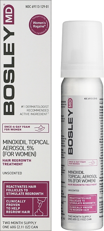Пена с миноксидилом 5% для восстановления роста волос у женщин, курс 2 месяца - Bosley Minoxidil Topical Aerosol — фото N2