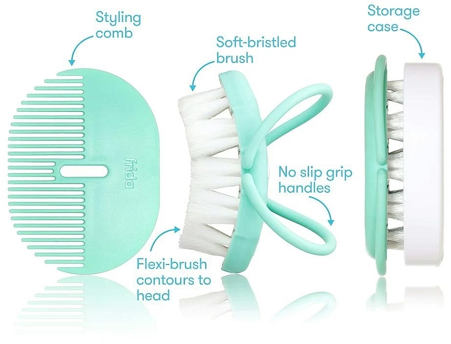 Набор расчесок для малышей, 2 шт. - Frida Baby Head-Hugging Hairbrush + Comb Set — фото N3