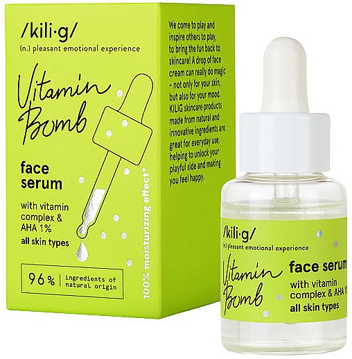 Сироватка для обличчя з вітамінним комплексом - Kili·g Vitamin Bomb Face Serum With Vitamin Complex & AHA 1% — фото N1
