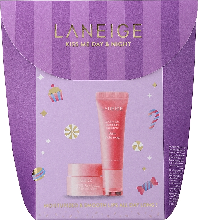 Набор - Laneige Kiss Me Day & Night Gift Set (lip/balm/10g + lip/mask/3g) — фото N1
