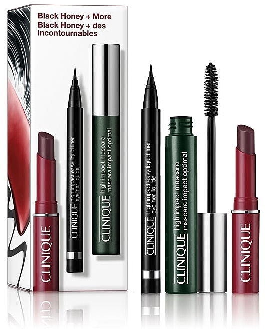 Набор - Clinique Black Honey + More Set (mascara/7ml + eye/liner/0.34g + lip/balm/1.2g) — фото N1