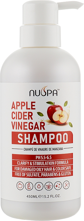Бессульфатный шампунь для волос с яблочным сидром - Clever Hair Cosmetics Nuspa Apple Cider Vinegar Shampoo — фото N1