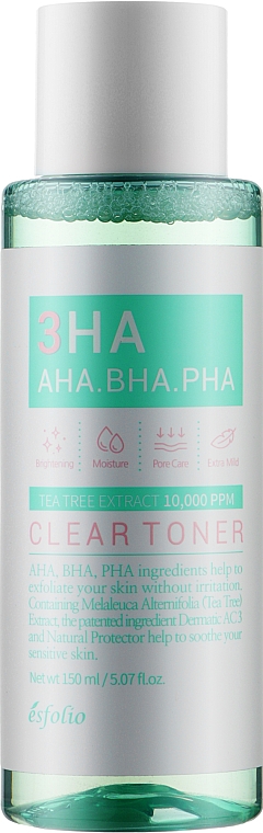 Тонер для лица с тремя видами кислот - Esfolio 3HA Clear Cream — фото N1