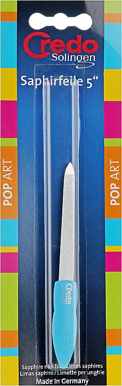 Сапфірова пилочка двобічна, 13 см, блакитна - Credo Solingen Pop Art — фото N1
