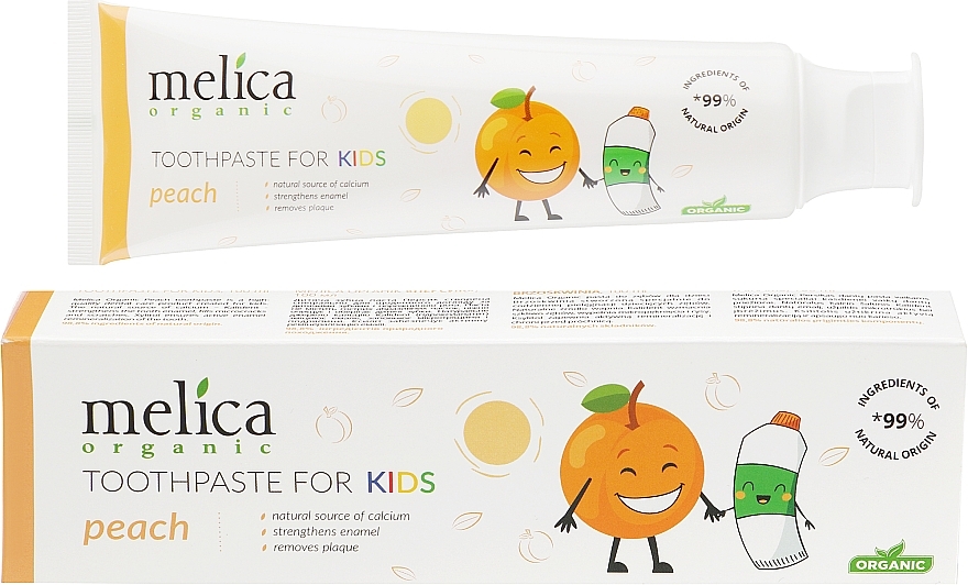 УЦЕНКА Детская зубная паста "Персик" - Melica Organic Toothpaste For Kids Peach * — фото N1