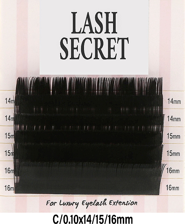 Накладні вії, чорні, мікс, 6 ліній (0.1, C, (14,15,16)) - Lash Secret — фото N1