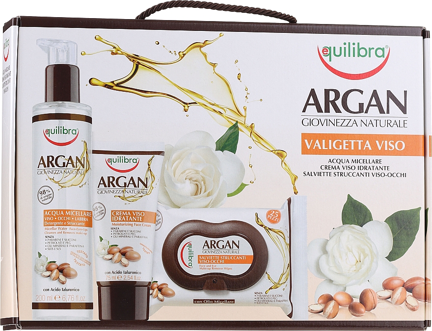 Набір - Equilibra Viso Argan (micel/water/200ml + wipes/25pcs + f/cr/75ml) — фото N1