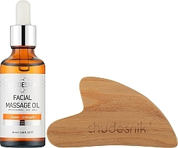Массажный набор "Гуаша деревянный + масло для лица" - Chudesnik (f/oil/50ml + massager) — фото N5