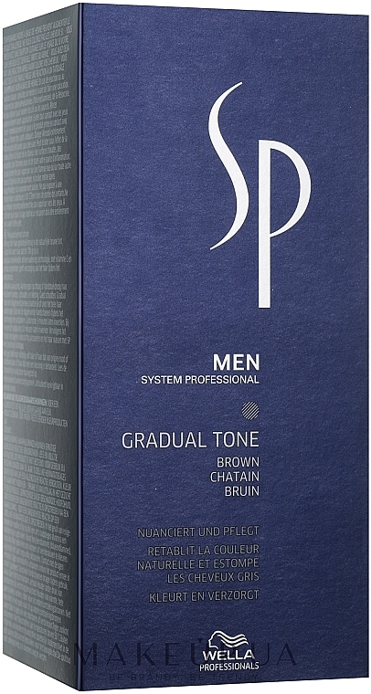 РОЗПРОДАЖ Набір для зафарбовування сивини - Wella SP Men Gradual Tone Brown (sh/30ml + foam/60ml) * — фото N1