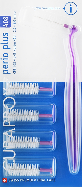 Набор ершиков "Prerio plus", CPS 408 с фиолетовым держателем - Curaprox — фото N1