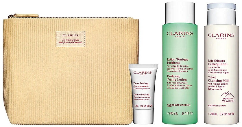 Набор - Clarins My Cleansing Essentials (f/lmilk/200ml + f/lot/200ml + f/cr/15ml + makeup/bag) — фото N2