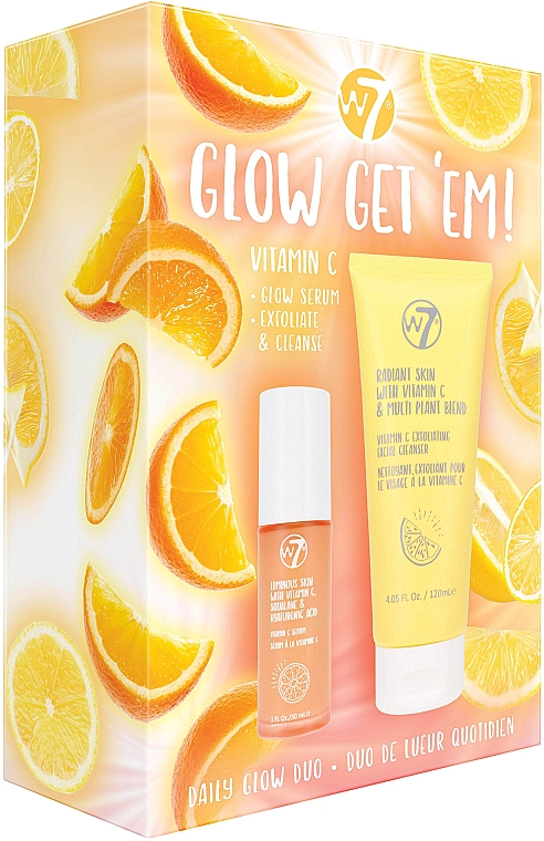 Набор - W7 Glow Get 'Em Vitamin C Gift Set (f/ser/30ml + f/peeling/120ml) — фото N2