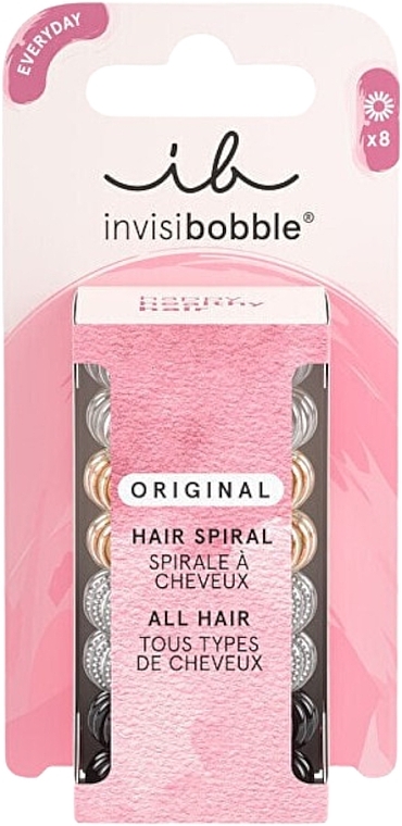 Набор резинок для волос, 8 шт. - Invisibobble Original Clear Black Metallic — фото N1