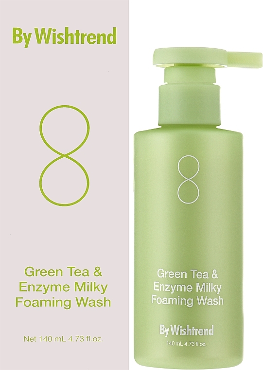 Пінка для вмивання із зеленим чаєм та ензимами - By Wishtrend Green Tea & Enzyme Milky Foaming Wash — фото N2