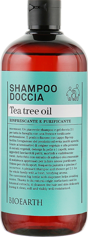 Шампунь і гель для душу 2в1 "Чайне дерево" - Bioearth Tea Tree Shampoo & Body Wash — фото N1