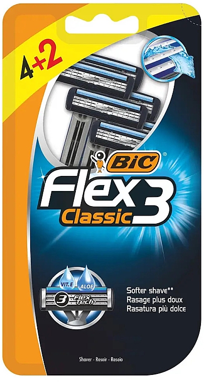 Чоловічий станок для гоління, 6 шт. - Bic Flex 3 Classic — фото N1