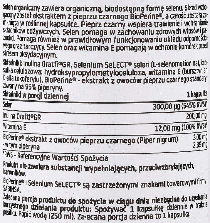 Пищевая добавка "Селен" 300 мг, 60 шт. - Pharmovit Clean Label — фото N2