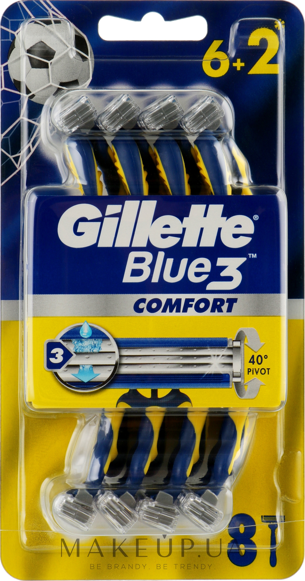 Набор одноразовых станков для бритья, 8 шт - Gillette Blue 3 Comfort — фото 8шт