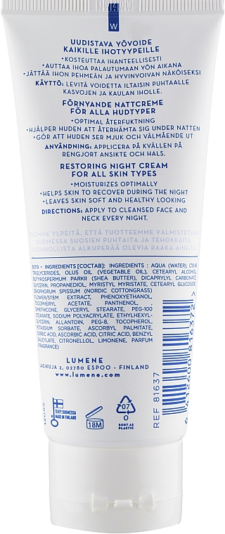 Восстанавливающий ночной крем для всех типов кожи - Lumene Klassikko Restoring Night Cream — фото N5