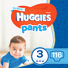 Духи, Парфюмерия, косметика Трусики-подгузники Pants 3 Mega Boy (6-11 кг), 116 шт - Huggies