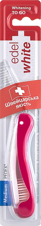 Дорожня відбілювальна зубна щітка середньої жорсткості, рожева - Edel+White Road Whitening — фото N1