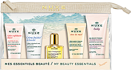 Парфумерія, косметика Набір - Nuxe My Beauty Essentials Kit (sh/gel/30ml + h/cr/15ml + oil/10ml + f/gel/15ml + f/cr/15ml + bag)