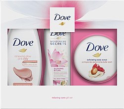 Духи, Парфюмерия, косметика Набор - Dove Renewing Glow Trio (sh/cr/250ml + b/lot/250ml + b/scrub/225ml)	