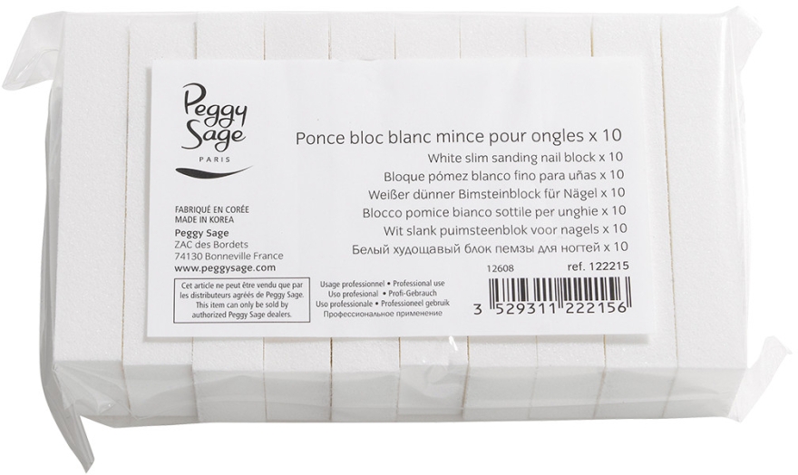 Шліфувальний блок для нігтів, білий, вузький - Peggy Sage Slim Sanding Block for Nails — фото N1