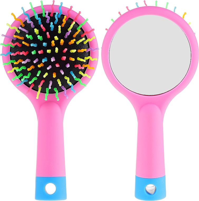 Щетка для волос с зеркальцем, розовая - Twish Handy Hair Brush with Mirror Rose Pink — фото N1