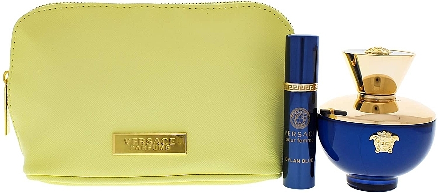 Versace Pour Femme Dylan Blue - Набор (edp/100ml + edp/ mini/10ml + pouch) — фото N2
