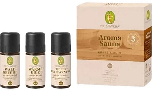 Набор аромамасел, 3 шт. - Primavera Organic Strength & Calmness Aroma Sauna Set — фото N1