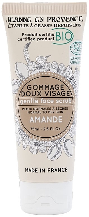 Нежный скраб для лица с миндалем - Jeanne en Provence BIO Almond Gentle Face Scrub — фото N1