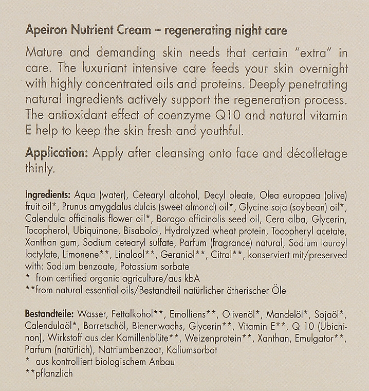 Питательно-восстанавливающий ночной крем - Apeiron Nourishing Regenerating Night Cream — фото N3