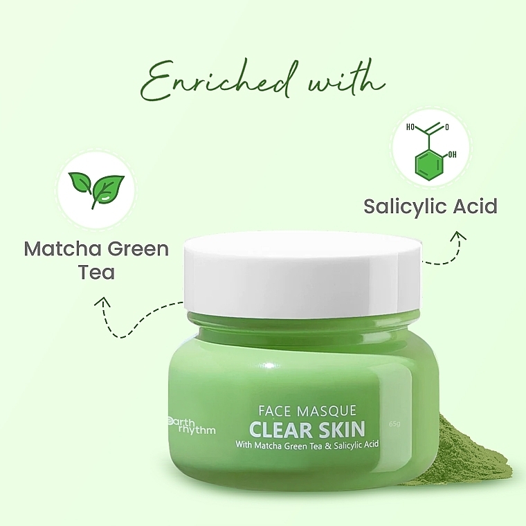 Маска для лица с зеленым чаем матча - Earth Rhythm Clear Skin Face Masque With Matcha Green Tea — фото N2