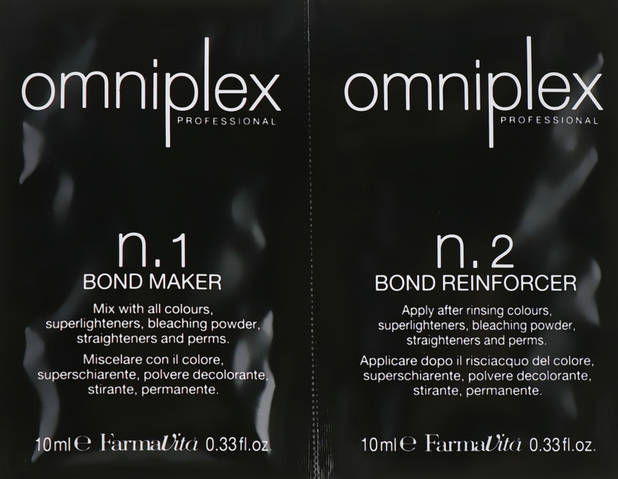 Комплекс для реконструкции и защиты волос - FarmaVita Omniplex Professional n.1 Bond Maker & n.2 Bond Reinforcer (пробник) — фото N1