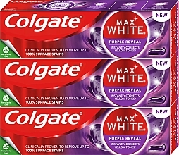 Духи, Парфюмерия, косметика Набор - Colgate Max White Purple Reveal Toothpaste Set (toothpaste/3x75ml)