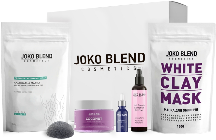 Набір для обличчя і тіла Relax - Joko Blend Relax Gift Pack (mask/150g + mask/100g + b/scr/200g + oil/10ml + h/oil/100ml + sponge)