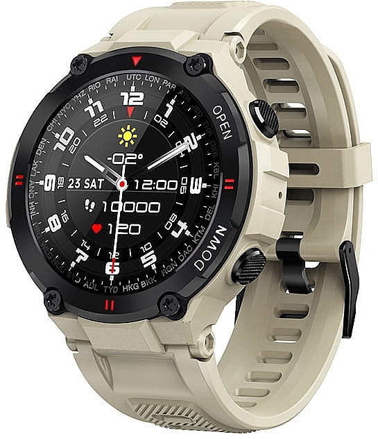 Смарт-часы, бежевые - Smartwatch Garett Sport Combat RT — фото N1