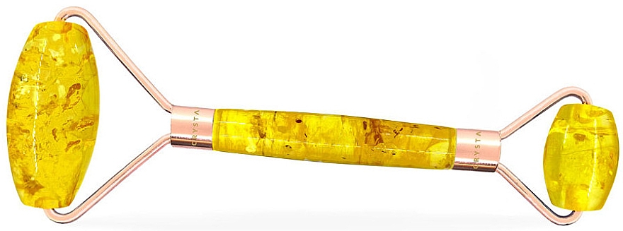 Массажер для лица из лимонного янтаря - Crystallove Gemstone Facial Roller — фото N2