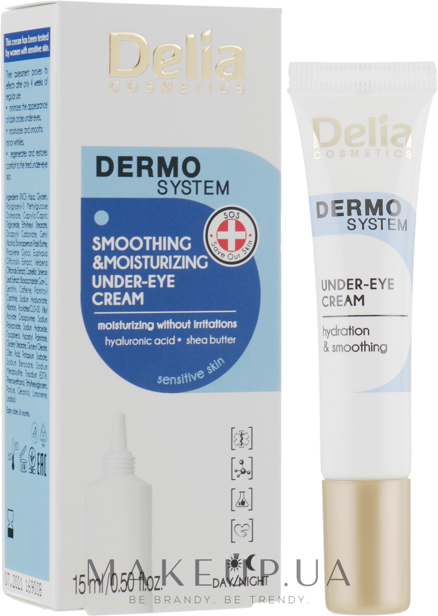 Крем для кожи вокруг глаз - Delia Dermo System Smoothing & Moisturizing Under-Eye Cream — фото 15ml