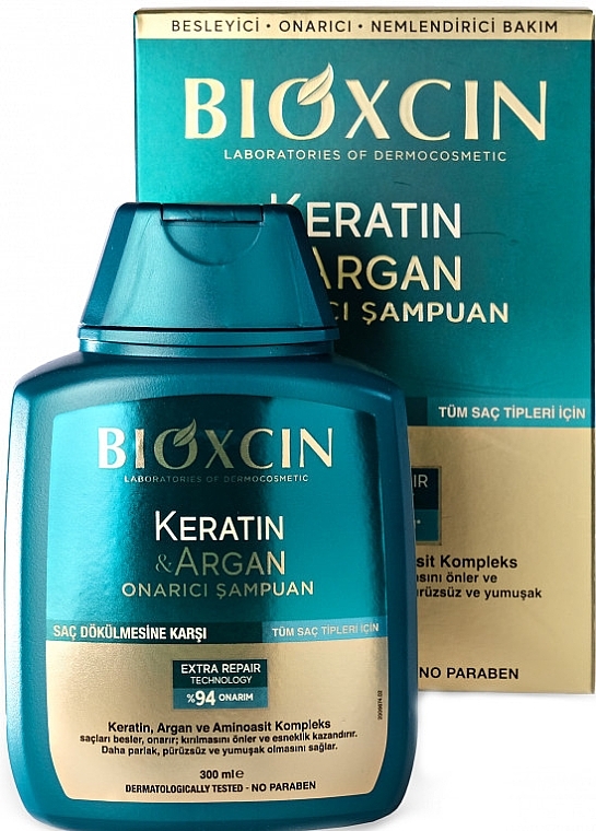 Восстанавливающий шампунь с кератином и арганой - Bioxcin Keratin & Argan Recovery Shampoo — фото N3