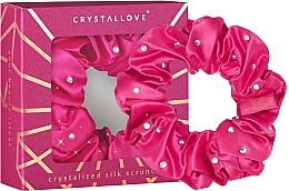 Шовкова резинка для волосся з кристалами, рожева - Crystallove Silk Hair Elastic With Crystals Hot Pink — фото N1