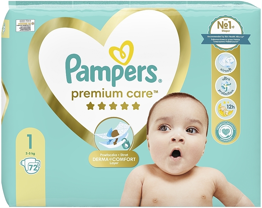 Підгузки Premium Care 1 (2-5 кг), 72 шт. - Pampers — фото N3