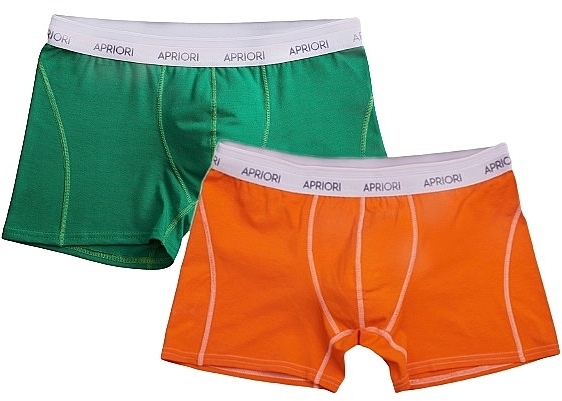 Трусы-транки мужские, 2 шт, оранжевый/зеленый - Apriori Be Yourself — фото N1