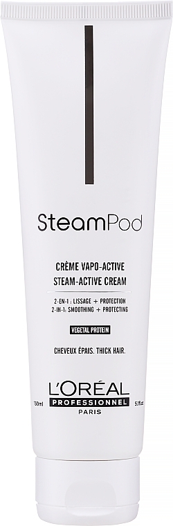 Розгладжувальний крем для густого волосся - L'Oreal Professionnel Steampod Steam-Active Cream Vegetal Protein — фото N1