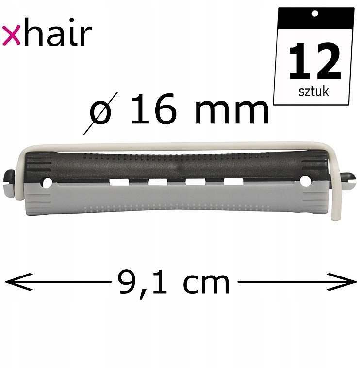 Бигуди-коклюшки для холодной завивки, d16 мм, серо-черные, 12 шт - Xhair — фото N2