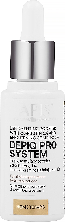 Депигментирующий бустер с α-арбутином 1% и осветляющим комплексом 1% - APIS Professional Depiq Pro System Depigmenting Booster — фото N2