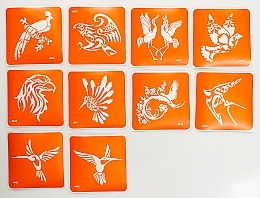 Набор трафаретов для био-тату "D- птицы, простая коллекция №1" - Fresh Tattoo — фото N1